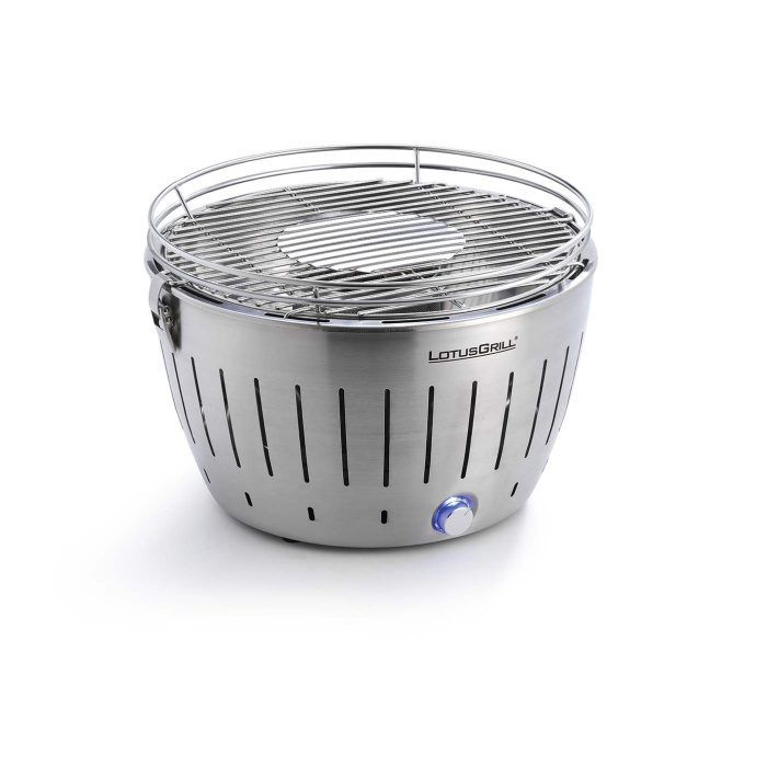 Бездимний вугільний гриль LotusGrill Classic 32 см, сріблястий металлик